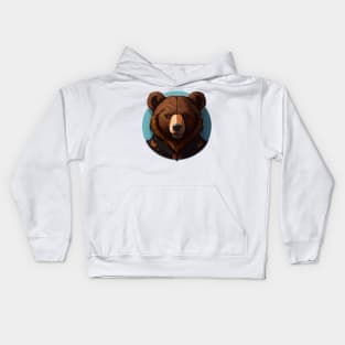 Grizzly Bear Portrait Kids Hoodie